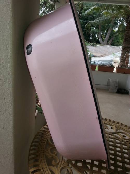 RARE PINK FRENCH ENAMEL BABY BATH/ BASIN - BEAUTIFUL CONDITION