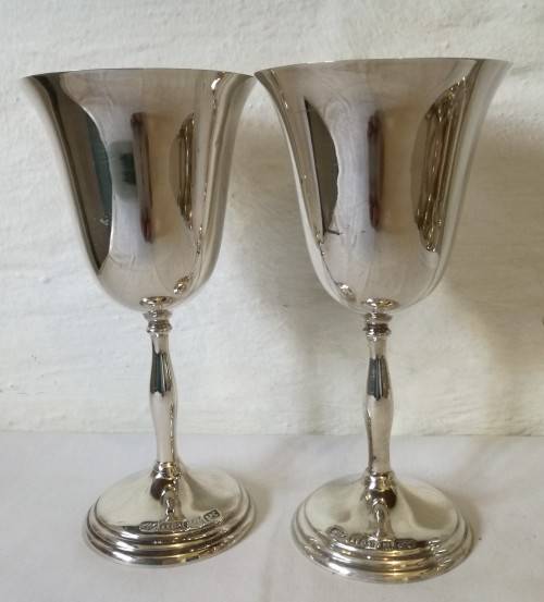 2 X SILVER PLATED WINE GOBLETS - LOVELY CONDITION