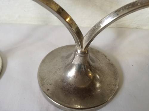 3 X SILVER PLATED CANDLE STICKS - SHABBY CHIC