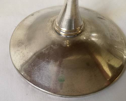 3 X SILVER PLATED CANDLE STICKS - SHABBY CHIC