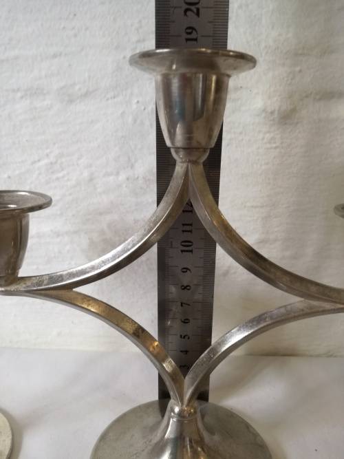 3 X SILVER PLATED CANDLE STICKS - SHABBY CHIC
