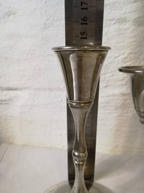 3 X SILVER PLATED CANDLE STICKS - SHABBY CHIC