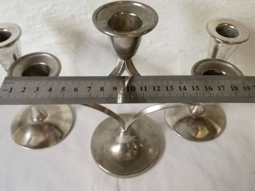 3 X SILVER PLATED CANDLE STICKS - SHABBY CHIC