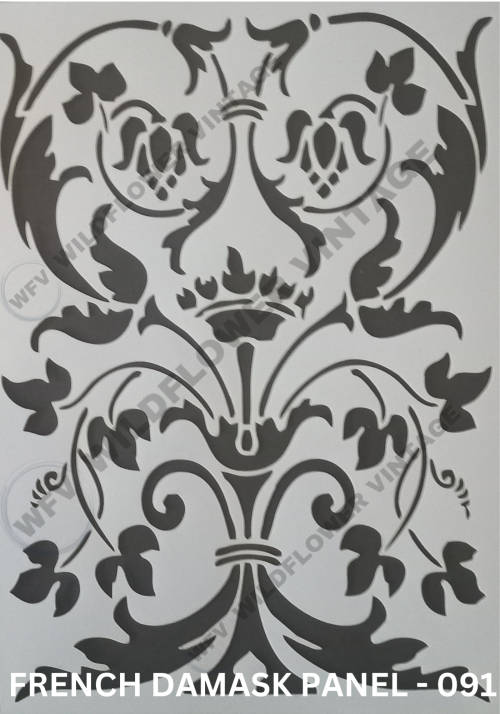 A4 - HIGH QUALITY MYLAR CRAFT STENCIL - FRENCH DAMASK PANEL -  091
