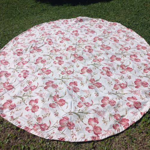 LARGE ROUND FLORAL COTTON TABLECLOTH