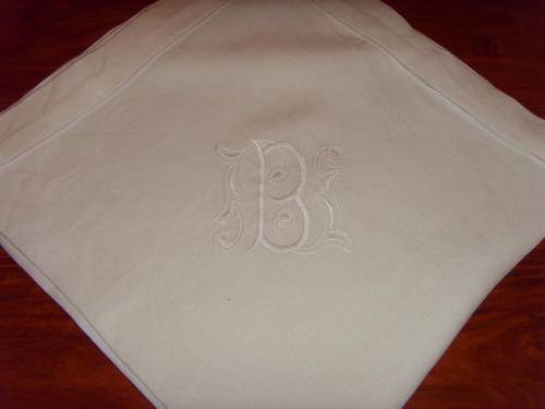 White linen monogrammed 'B' tablecloth