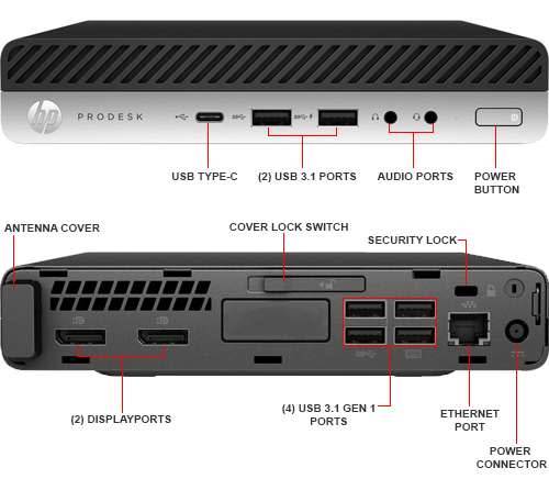 HP Pro Desk 600 - G3 - Mini desktop  Core i5 6500T 2.5 GHz - 8GB RAM 1000GB HDD HD Graphics 630