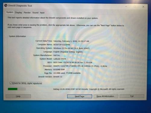 DELL LATITUDE E5570 LAPTOP Core i7 6th Gen 2.8 GHz 8GB Ram 256GB SSD