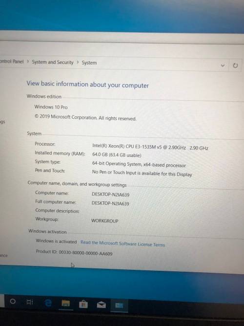 LENOVO ThinkPad P50 Xeon® CPU E3-1535M v5 2.9GHz 64GB Ram 256GB SSD 15.6 HD Graphics P530+NVIDIA Qua