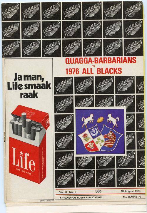 Quagga-Barbarians v All Blacks 1976