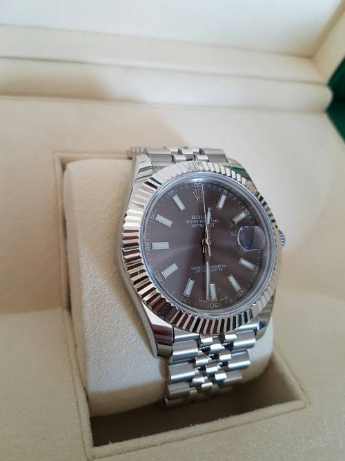 2017 Rolex Datejust II Steel 41mm Fluted Bezel Rhodium Index Dial Jubilee 126334 - AS NEW - FULL SET