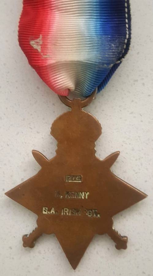 WWI 1914-1915 Star Medal - Named to Pte M Kenny SA Irish Regt