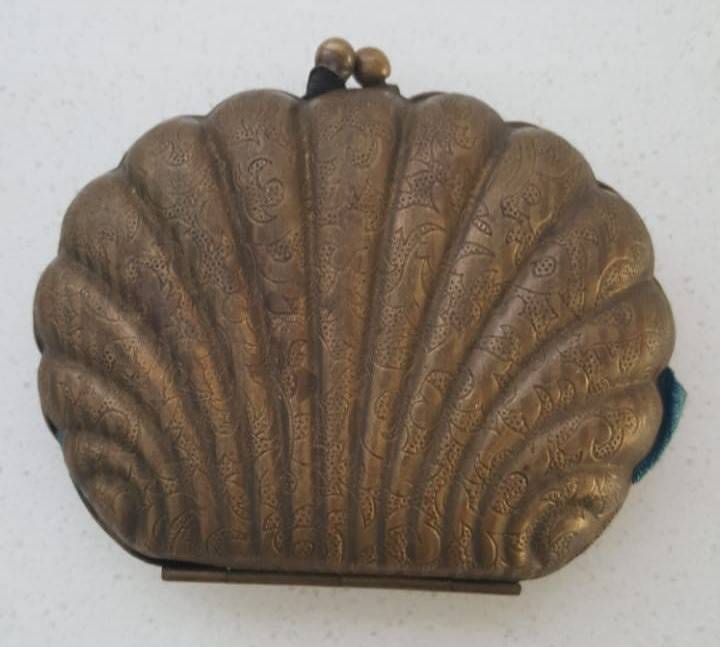 Vintage 100 Year Old Shell Shaped Metal Purse