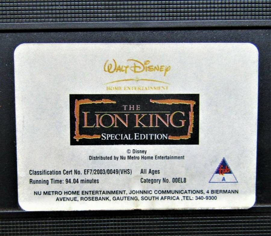 The Lion King - Special Edition - Disney VHS Tape (2003)