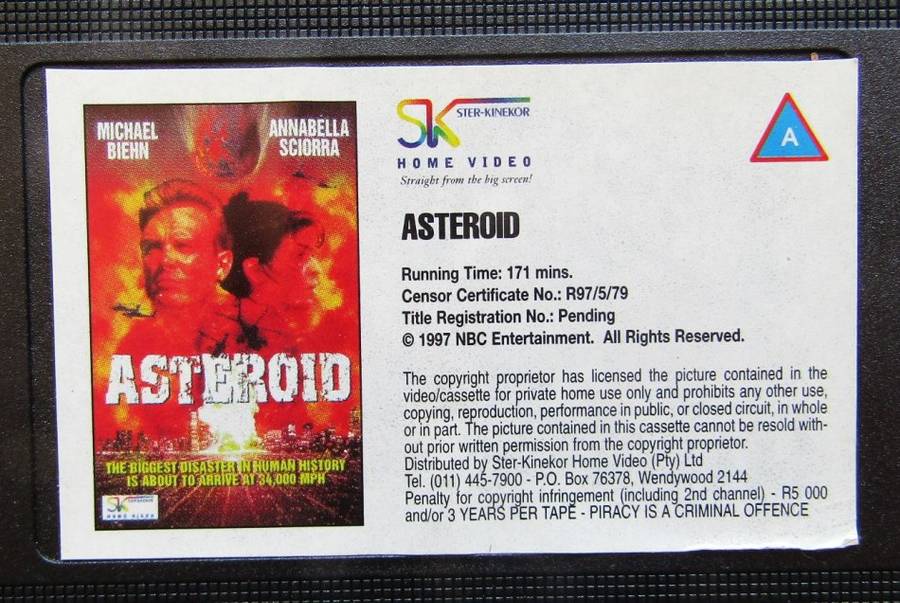 Asteroid - Michael Biehn - Sci Fi VHS Tape (1997)