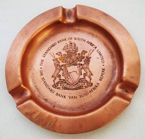 Vintage Standard Bank of South Africa Copper Ashtray