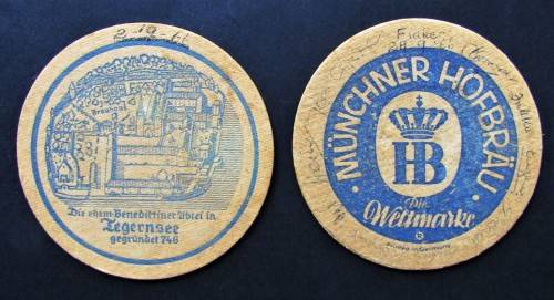 Vintage German HTB and Hofbräu Beer Coasters