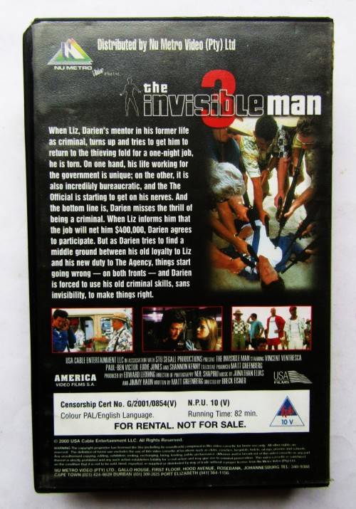 The Invisible Man 3 - VHS Video Tape (2001)
