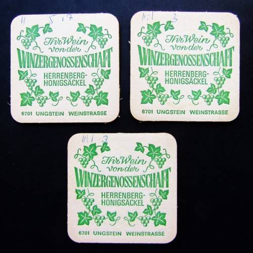 3 Old German Wine Bar Coasters