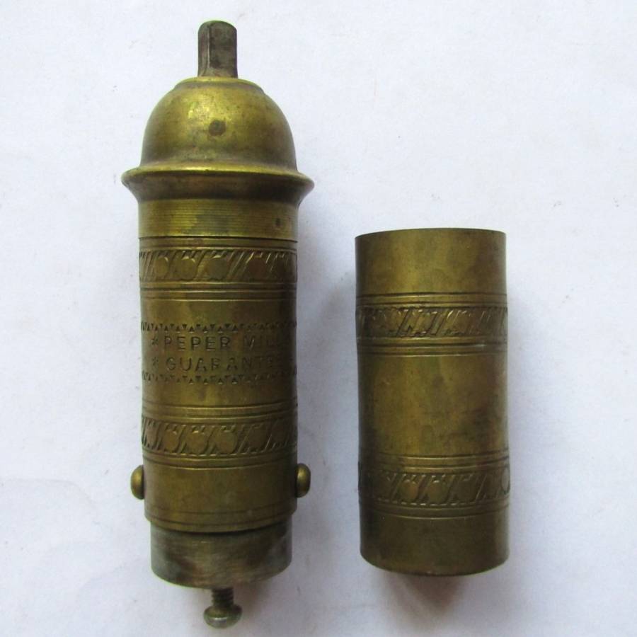 Old Made in Greece Brass Pepper Mill