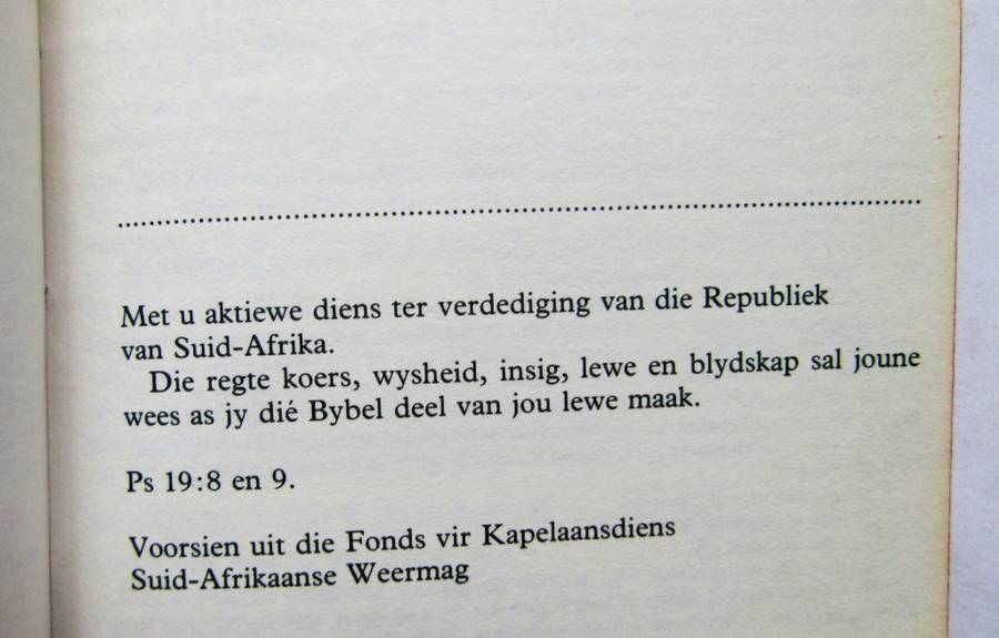 1986 SADF Afrikaans Pocket Bible
