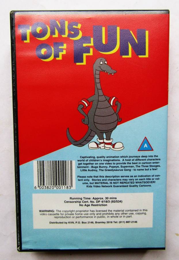 Tons of Fun - Kids Cartoons VHS Video Tape (1992)