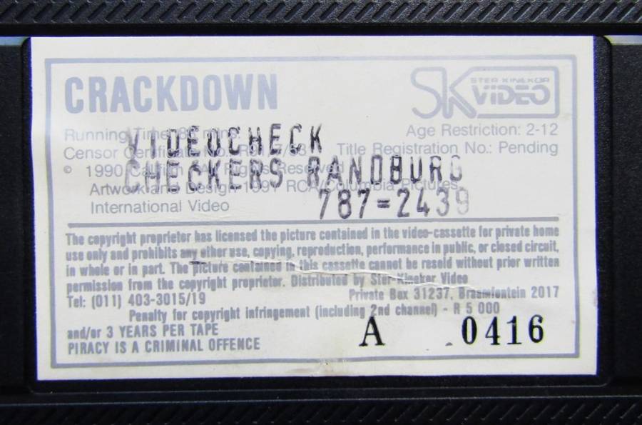 Crackdown - Cliff De Young - Movie VHS Tape (1991)