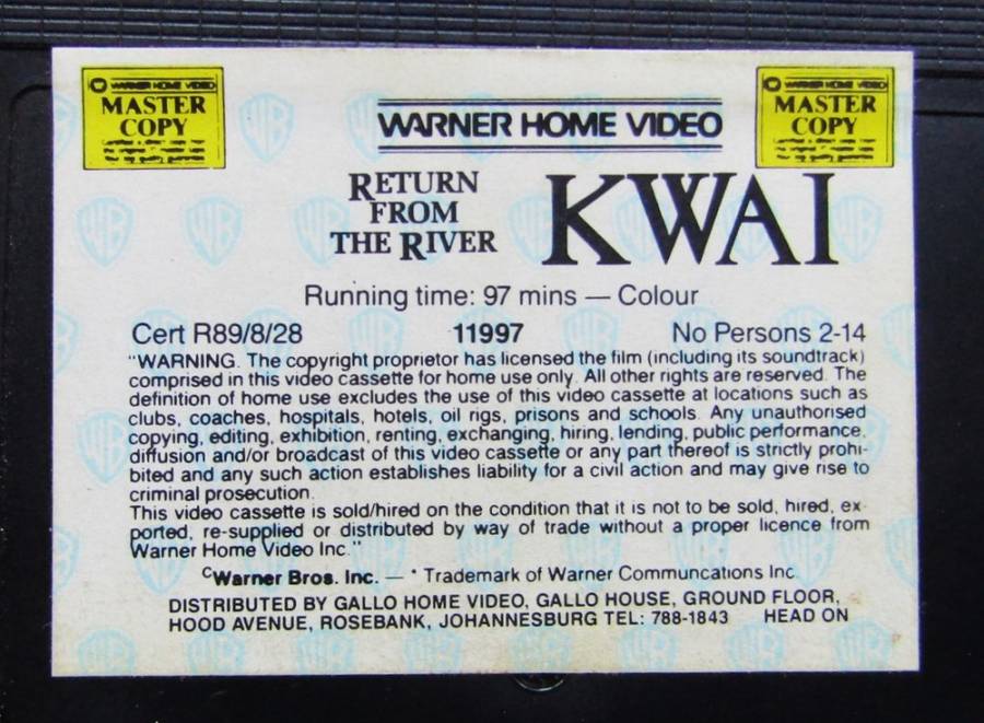 Return from the River Kwai - War Movie VHS Tape (1989)