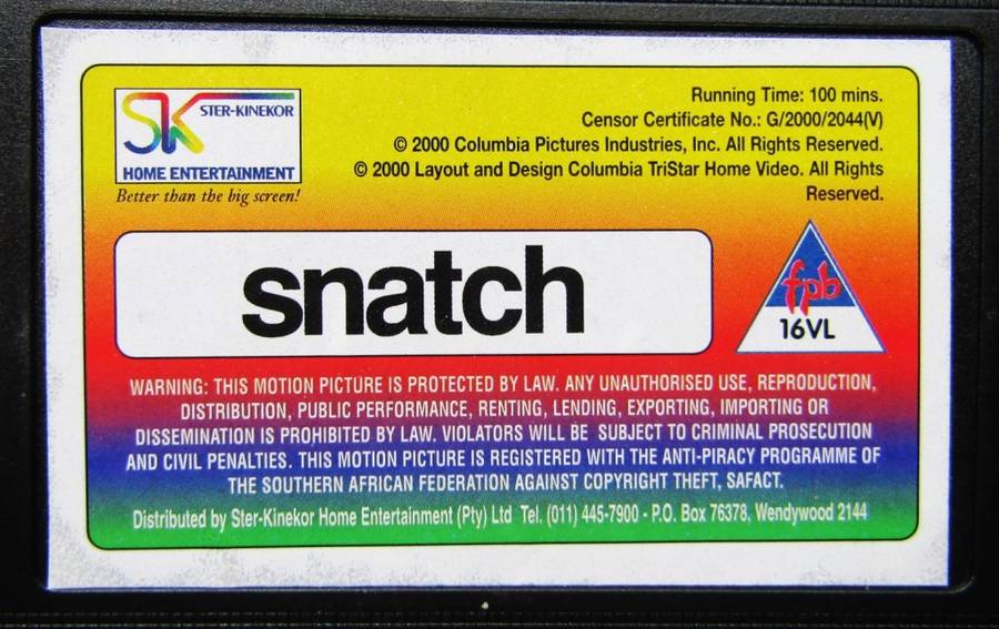 Snatch - Brad Pitt - Movie VHS Tape (2000)