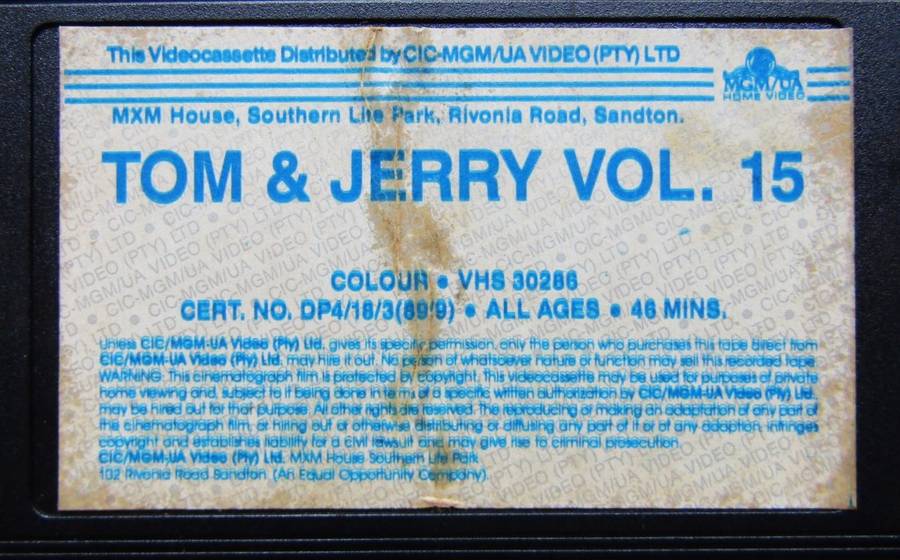 Tom & Jerry Volume 15 - VHS Video Tape (1989)