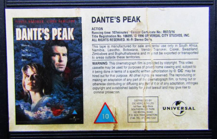 Dante`s Peak - Pierce Brosnan - Movie VHS Tape (1997)