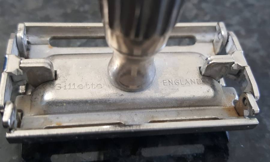 Vintage Gillette Made in England White Handle Safety Razor