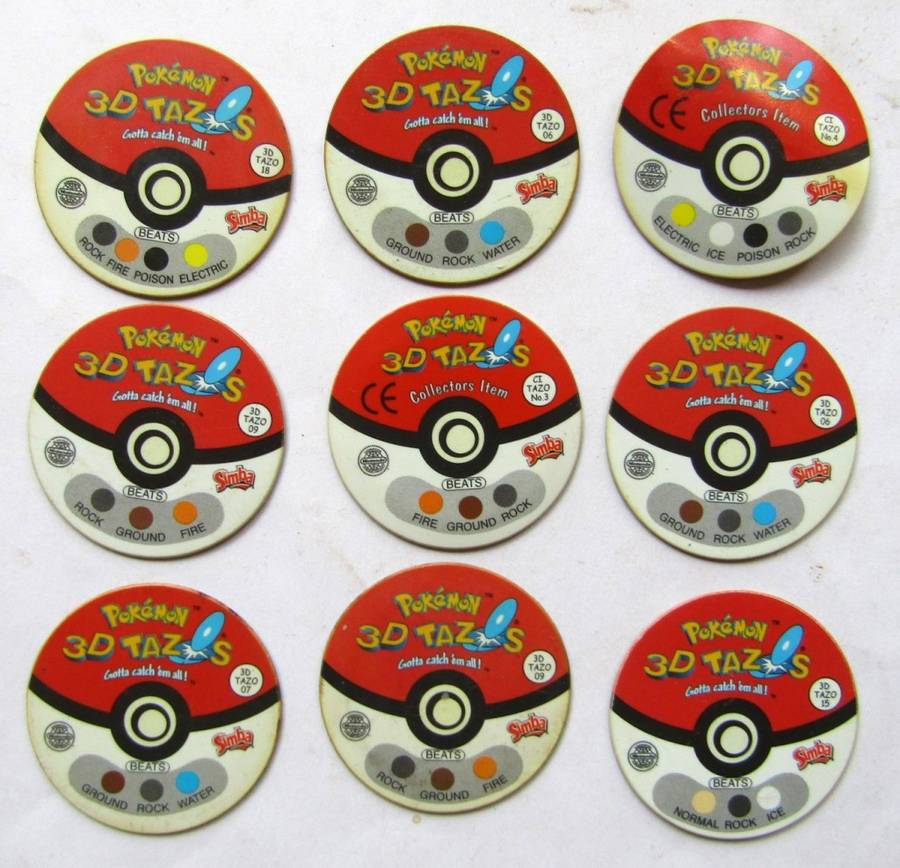 Lot of 9 Pokemon 3D Tazos by Simba
