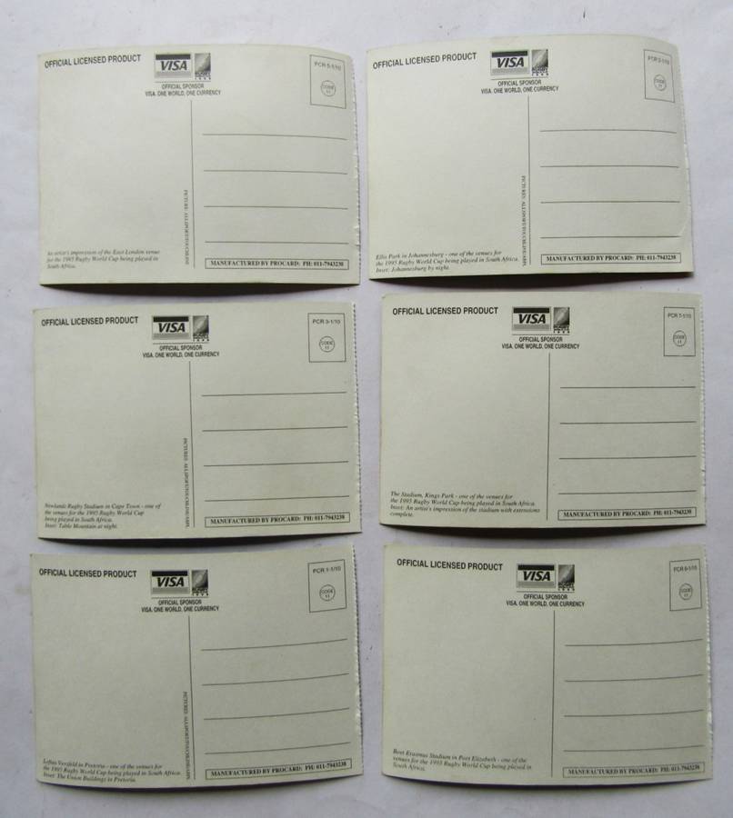 1995 Rugby World Cup Stadiums Postcards