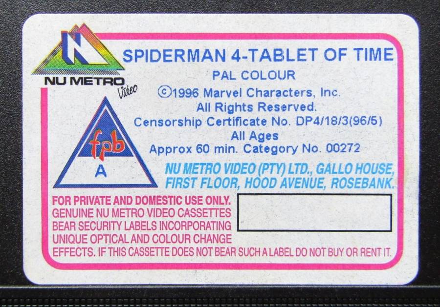 Spider-Man Volume 4 - Marvel TV Series VHS Tape (1996)