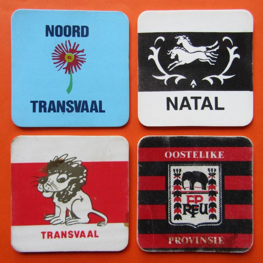 4 Old SA Provincial Rugby Bar Coasters