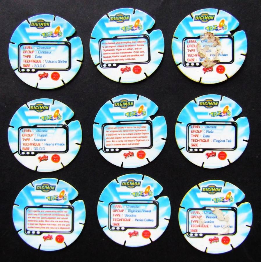 Lot of 9 Digimon Tazos by Simba