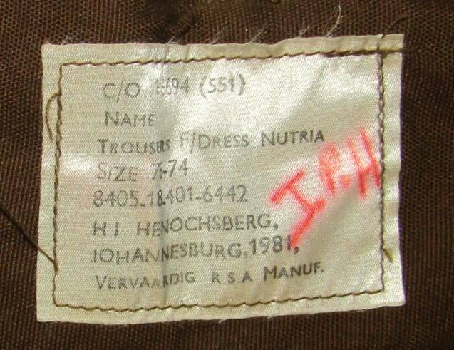 1981 SADF Border War Nutria Trousers