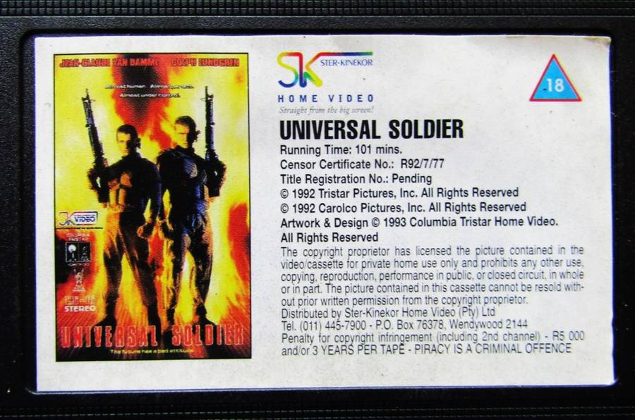 Universal Soldier - Van Damme - Movie VHS Tape (1993)