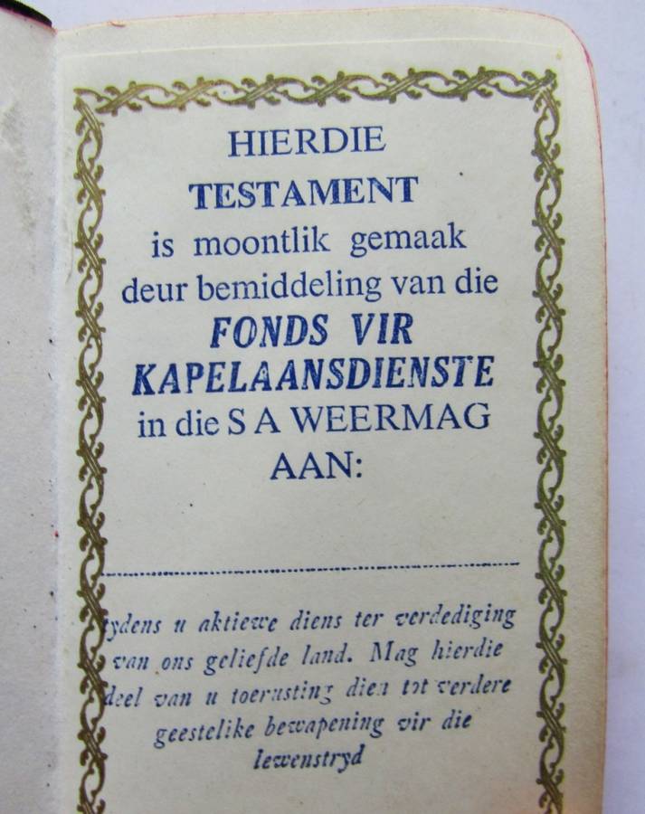 1977 SADF Afrikaans Pocket Bible