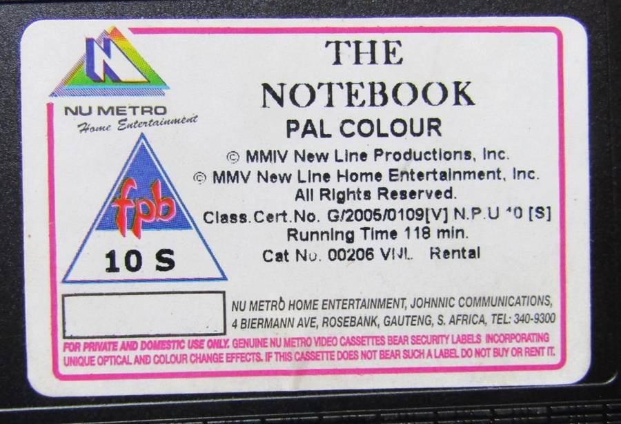 The Notebook - Ryan Gosling - Movie VHS Tape (2005)