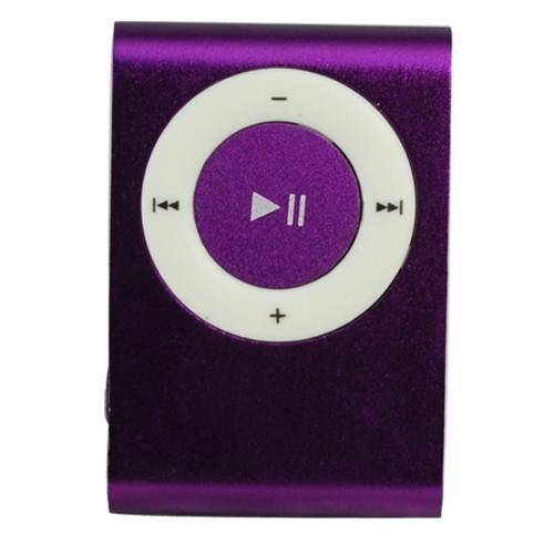 USB Rechargeable Mini Clip MP3 Player with Micro SD/TF Card Slot - Purple (Local Stock)