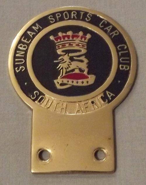 Vintage South Africa Sunbeam Sports Car Club Bumper Badge