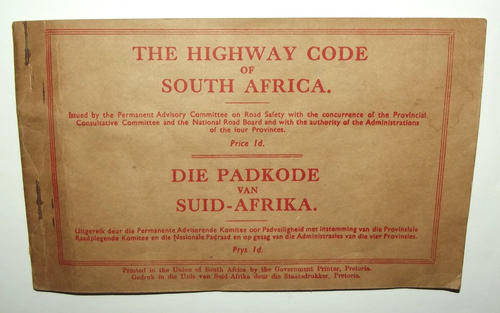 Old 1940's Padkode Highway Code of South Africa Booklet