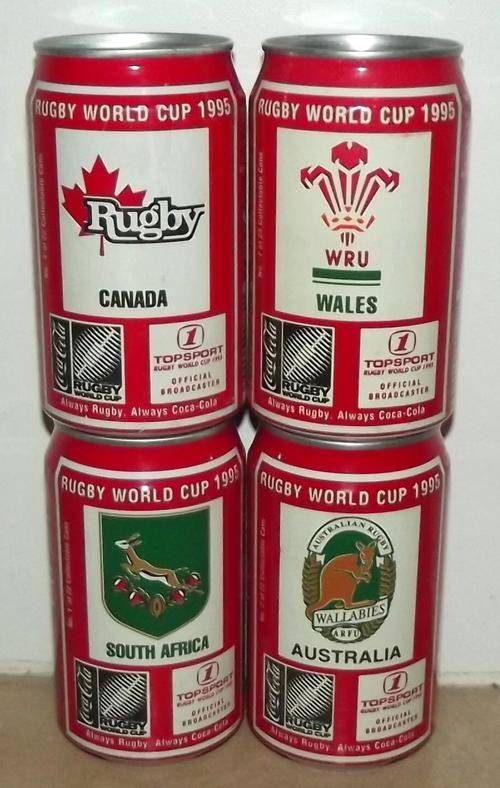 1995 Rugby World Cup Coca Cola Coke Can Lot - Numbers 1, 2, 4, 7