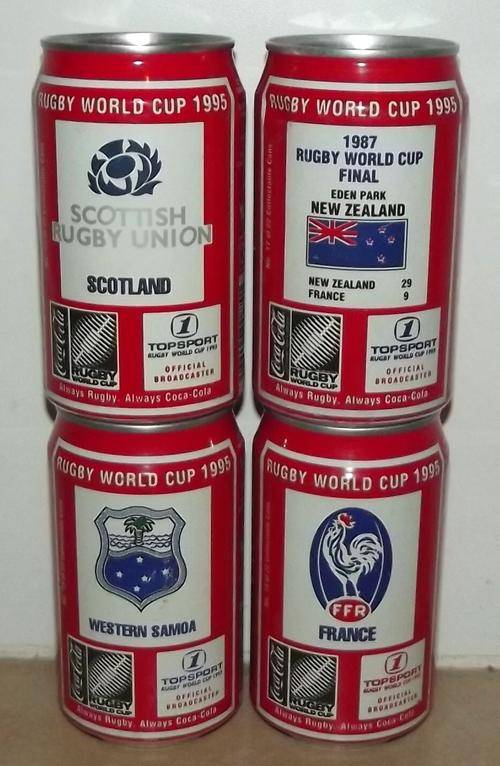 1995 Rugby World Cup Coca Cola Coke Can Lot - Numbers 13, 14, 15, 17