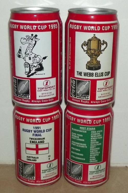 1995 Rugby World Cup Coca Cola Coke Can Lot - Numbers 18, 19, 20, 21