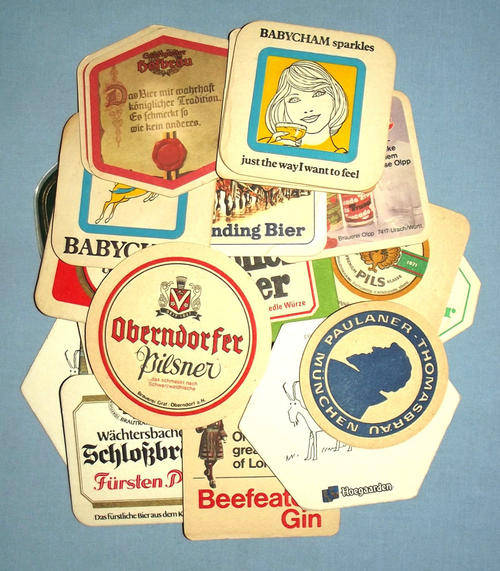 Lot of 34 Old International Brands Beer Coasters