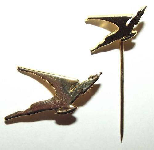 2 Old SAA Airways Flying Springbok Metal Lapel Pin Badges