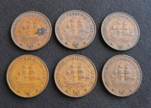 UNION OF SA 1/2 PENNY 1942-46,48 COINS